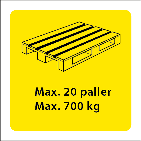 Palomat - Advarselstrekant, Max 20 Paller Max 700kg Klistermærker