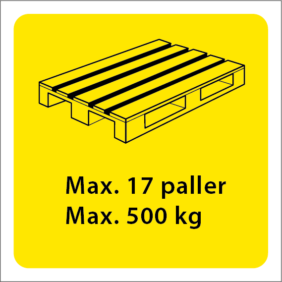 Palomat - Advarselstrekant, Max 17 Paller Max 500kg Klistermærker